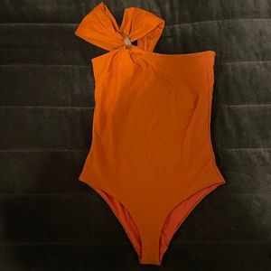 Johanna Ortiz Orange Off Shoulder Swimsuit